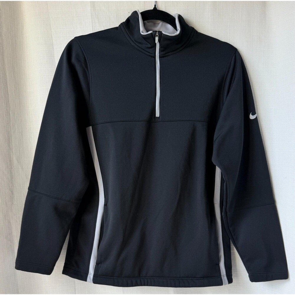Nike Golf Therma-FIT Mens Large 1/4 Zip Pullover Black Gray Performance